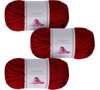 Utopia Crafts Cuddle Super Chunky Chenille Soft Yarn 3X 100g (Wine)