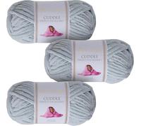 Utopia Crafts Cuddle Super Chunky Chenille Soft Yarn for Knitting and Crochet, 3X 100g - 60m (Light Grey)