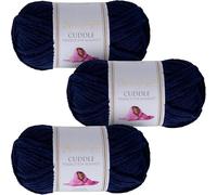 Utopia Crafts Cuddle Super Chunky Chenille Soft Yarn for Knitting and Crochet, 3X 100g - 60m (Navy Blue)