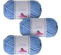 Utopia Crafts Cuddle Super Chunky Chenille Soft Yarn for Knitting and Crochet, 3X 100g - 60m (Sky)