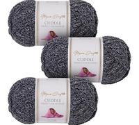 Utopia Crafts Cuddle Super Chunky Chenille Soft Yarn for Knitting and Crochet, 3X 100g - 60m (Stormy Charcoal)