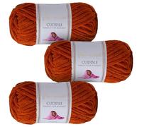 Utopia Crafts Cuddle Super Chunky Chenille Soft Yarn for Knitting and Crochet 3X 100g (Caramel)