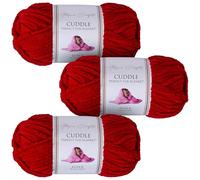 Utopia Crafts Cuddle Super Chunky Chenille Soft Yarn for Knitting and Crochet 3X 100g (Cherry)