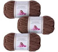 Utopia Crafts Cuddle Super Chunky Chenille Soft Yarn for Knitting and Crochet 3X 100g (Coffee)