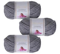 Utopia Crafts Cuddle Super Chunky Chenille Soft Yarn for Knitting and Crochet 3X 100g (Medium Grey)