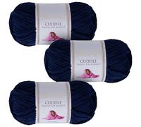 Utopia Crafts Cuddle Super Chunky Chenille Soft Yarn for Knitting and Crochet 3X 100g (Navy Blue)