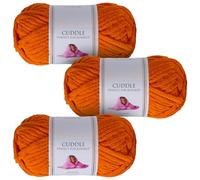 Utopia Crafts Cuddle Super Chunky Chenille Soft Yarn for Knitting and Crochet 3X 100g (Pumpkin Orange)