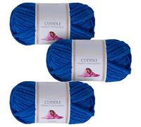 Utopia Crafts Cuddle Super Chunky Chenille Soft Yarn for Knitting and Crochet 3X 100g (Royal Blue)