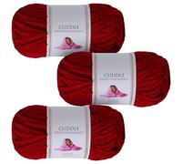 Utopia Crafts Cuddle Super Chunky Chenille Soft Yarn for Knitting and Crochet 3X 100g (Wine)