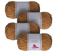 Utopia Crafts Cuddle Super Chunky Chenille Soft Yarn for Knitting and Crochet (4, Beige)