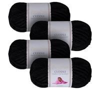 Utopia Crafts Cuddle Super Chunky Chenille Soft Yarn for Knitting and Crochet (4, Black)