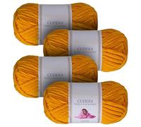 Utopia Crafts Cuddle Super Chunky Chenille Soft Yarn for Knitting and Crochet (4, Mustard)