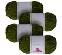 Utopia Crafts Cuddle Super Chunky Chenille Soft Yarn for Knitting and Crochet (4, Olive Green)