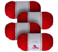 Utopia Crafts Cuddle Super Chunky Chenille Soft Yarn for Knitting and Crochet (4, Red)