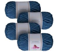 Utopia Crafts Cuddle Super Chunky Chenille Soft Yarn for Knitting and Crochet (4, Saxe Blue)