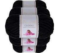 Utopia Crafts Cuddle Super Chunky Chenille Soft Yarn for Knitting and Crochet, 5X 100g - 60m (Black)