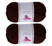 Utopia Crafts Cuddle Super Chunky Chenille Yarn Brown, 100g 60m Ball, Fluffy, Soft & Easy to Use, Perfect for Crochet & Knitting, Machine Washable, Beginner-Friendly Wool Alternative - Pack of 2