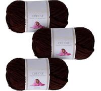 Utopia Crafts Cuddle Super Chunky Chenille Yarn Brown, 100g 60m Ball, Fluffy, Soft & Easy to Use, Perfect for Crochet & Knitting, Machine Washable, Beginner-Friendly Wool Alternative - Pack of 3