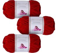 Utopia Crafts Cuddle Super Chunky Chenille Yarn Cherry Red, 100g 60m Ball, Fluffy, Soft & Easy to Use, Perfect for Crochet & Knitting, Machine Washable, Beginner-Friendly Wool Alternative - Pack of 3