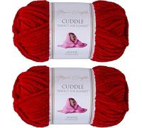 Utopia Crafts Cuddle Super Chunky Chenille Yarn Cherry Red, 100g 60m Ball, Fluffy, Soft & Easy to Use, Perfect for Crochet & Knitting, Machine Washable, Beginner-Friendly Wool Alternative - Pack of 2