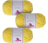 Utopia Crafts Cuddle Super Chunky Chenille Yarn Lemon Yellow, 100g 60m Ball, Fluffy, Soft & Easy to Use, Ideal for Crochet & Knitting, Machine Washable, Beginner-Friendly Wool Alternative - Pack of 3