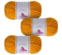 Utopia Crafts Cuddle Super Chunky Chenille Yarn Mustard, 100g 60m Ball, Fluffy, Soft & Easy to Use, Perfect for Crochet & Knitting, Machine Washable, Beginner-Friendly Wool Alternative - Pack of 3