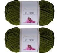 Utopia Crafts Cuddle Super Chunky Chenille Yarn Olive Green, 100g 60m Ball, Fluffy, Soft & Easy to Use, Perfect for Crochet & Knitting, Machine Washable, Beginner-Friendly Wool Alternative - Pack of 2