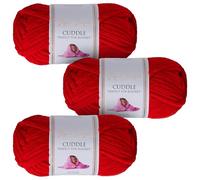 Utopia Crafts Cuddle Super Chunky Chenille Yarn Red, 100g 60m Ball, Fluffy, Soft & Easy to Use, Perfect for Crochet & Knitting, Machine Washable, Beginner-Friendly Wool Alternative - Pack of 3