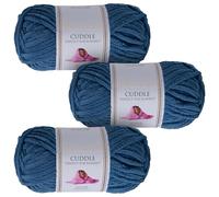 Utopia Crafts Cuddle Super Chunky Chenille Yarn Saxe Blue, 100g 60m Ball, Fluffy, Soft & Easy to Use, Perfect for Crochet & Knitting, Machine Washable, Beginner-Friendly Wool Alternative - Pack of 3