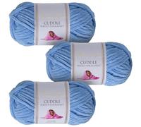 Utopia Crafts Cuddle Super Chunky Chenille Yarn Sky Blue, 100g 60m Ball, Fluffy, Soft & Easy to Use, Perfect for Crochet & Knitting, Machine Washable, Beginner-Friendly Wool Alternative - Pack of 3