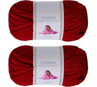 Utopia Crafts Cuddle Super Chunky Chenille Yarn Wine, 100g 60m Ball, Fluffy, Soft & Easy to Use, Perfect for Crochet & Knitting, Machine Washable, Beginner-Friendly Wool Alternative - Pack of 2