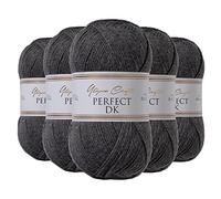 Utopia Crafts DK Double Knitting Yarn, 5X 100g (Charcoal Melange)