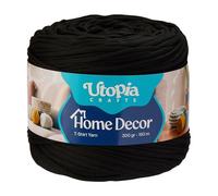 Utopia Crafts Home Décor T-Shirt Yarn for Crochet & Knitting 300g (Jet Black, 300g)
