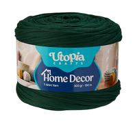 Utopia Crafts Home Decor T-Shirt Yarn for Crocheting, 300g Thick Soft Elastic Ribbon Yarn for Crochet Baskets Bags Rugs, Textile Fabric Yarn for Beginners, Home Decor, 5-7mm Hook (Forest Green)