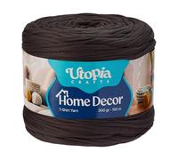 Utopia Crafts Home Decor T-Shirt Yarn for Crocheting, 300g Thick Soft Elastic Ribbon Yarn for Crochet Baskets Bags Rugs, Textile Fabric Yarn for Beginners, Home Decor, 5-7mm Hook (Dark Smoke Grey)