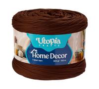 Utopia Crafts Home Decor T-Shirt Yarn for Crocheting, 300g Thick Soft Elastic Ribbon Yarn for Crochet Baskets Bags Rugs, Textile Fabric Yarn for Beginners, Home Decor, 5-7mm Hook (Dark Brown)