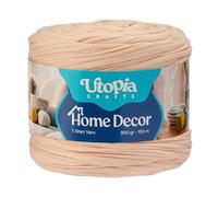 Utopia Crafts Home Decor T-Shirt Yarn for Crocheting, 300g Thick Soft Elastic Ribbon Yarn for Crochet Baskets Bags Rugs, Textile Fabric Yarn for Beginners, Home Decor, 5-7mm Hook (Beige Cream)