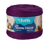 Utopia Crafts Home Decor T-Shirt Yarn for Crocheting, 300g Thick Soft Elastic Ribbon Yarn for Crochet Baskets Bags Rugs, Textile Fabric Yarn for Beginners, Home Decor, 5-7mm Hook (Violet Purple)