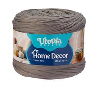 Utopia Crafts Home Decor T-Shirt Yarn for Crocheting, 300g Thick Soft Elastic Ribbon Yarn for Crochet Baskets Bags Rugs, Textile Fabric Yarn for Beginners, Home Decor, 5-7mm Hook (Charcoal Grey)