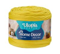 Utopia Crafts Home Decor T-Shirt Yarn for Crocheting, 300g Thick Soft Elastic Ribbon Yarn for Crochet Baskets Bags Rugs, Textile Fabric Yarn for Beginners, Home Decor, 5-7mm Hook (Lemon Yellow)