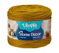 Utopia Crafts Home Decor T-Shirt Yarn for Crocheting, 300g Thick Soft Elastic Ribbon Yarn for Crochet Baskets Bags Rugs, Textile Fabric Yarn for Beginners, Home Decor, 5-7mm Hook (Mustard)