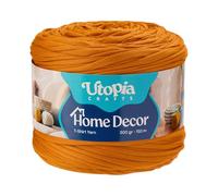 Utopia Crafts Home Decor T-Shirt Yarn for Crocheting, 300g Thick Soft Elastic Ribbon Yarn for Crochet Baskets Bags Rugs, Textile Fabric Yarn for Beginners, Home Decor, 5-7mm Hook (Golden Mustard)