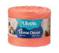 Utopia Crafts Home Decor T-Shirt Yarn for Crocheting, 300g Thick Soft Elastic Ribbon Yarn for Crochet Baskets Bags Rugs, Textile Fabric Yarn for Beginners, Home Decor, 5-7mm Hook (Peach Coral)