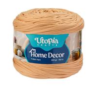 Utopia Crafts Home Decor T-Shirt Yarn for Crocheting, 300g Thick Soft Elastic Ribbon Yarn for Crochet Baskets Bags Rugs, Textile Fabric Yarn for Beginners, Home Decor, 5-7mm Hook (Beige Sand)