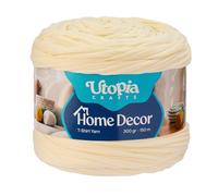 Utopia Crafts Home Decor T-Shirt Yarn for Crocheting, 300g Thick Soft Elastic Ribbon Yarn for Crochet Baskets Bags Rugs, Textile Fabric Yarn for Beginners, Home Decor, 5-7mm Hook (Off White)