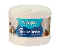 Utopia Crafts Home Decor T-Shirt Yarn for Crocheting, 300g Thick Soft Elastic Ribbon Yarn for Crochet Baskets Bags Rugs, Textile Fabric Yarn for Beginners, Home Decor, 5-7mm Hook (White)