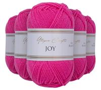Utopia Crafts Joy DK Acrylic Yarn 5 x 50 g (250 g) Wool for Crochet and Knitting, Soft Knitting Wool, Crochet Wool (Fuchsia)