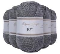 Utopia Crafts Joy DK Acrylic Yarn 5 x 50 g (250 g) Wool for Crochet and Knitting, Soft Knitting Wool, Crochet Wool (Silver Grey)