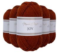 Utopia Crafts Joy DK Acrylic Yarn 5 x 50 g (250 g) Wool for Crochet and Knitting, Soft Knitting Wool, Crochet Wool (Rust Brown)