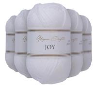 Utopia Crafts Joy DK Acrylic Yarn 5 x 50 g (250 g) Wool for Crochet and Knitting, Soft Knitting Wool, Crochet Wool (Pure White)